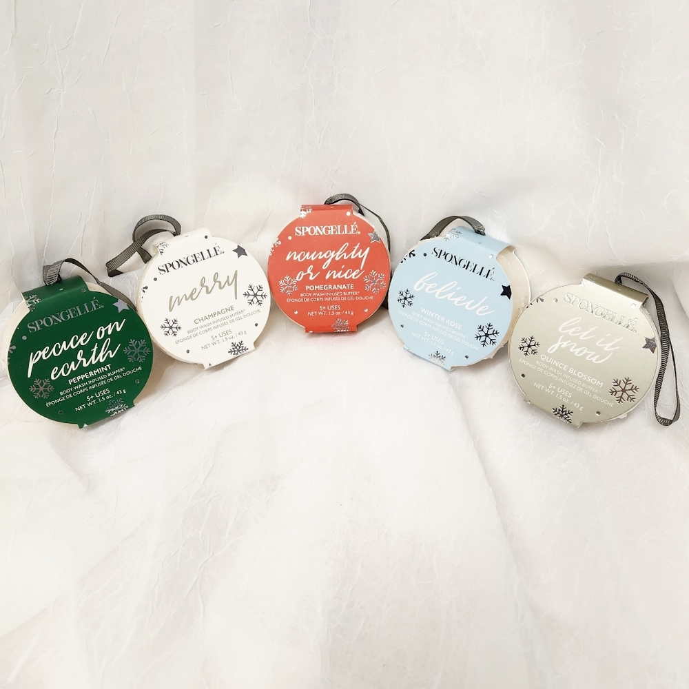 Spongelle Christmas Tree Ornament Body Wash Infused Buffer Bundle Lot of 5